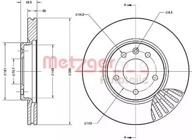 Тормозной диск METZGER 6110583