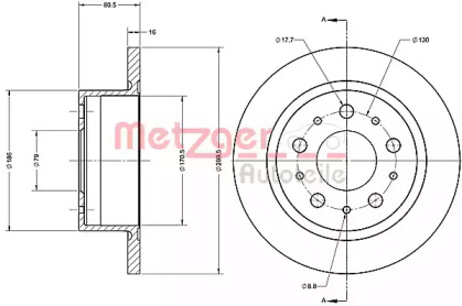 Тормозной диск METZGER 6110647