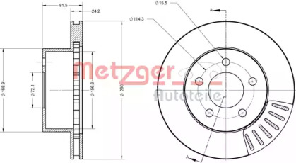 Тормозной диск METZGER 6110653