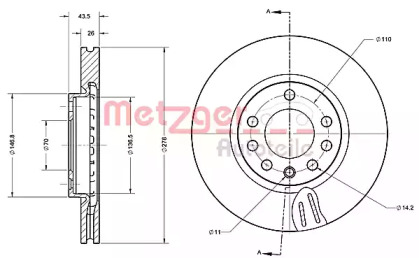 Тормозной диск METZGER 6110678