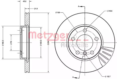 Тормозной диск METZGER 6110692