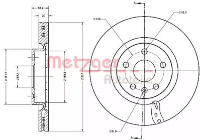 Тормозной диск METZGER 6110698