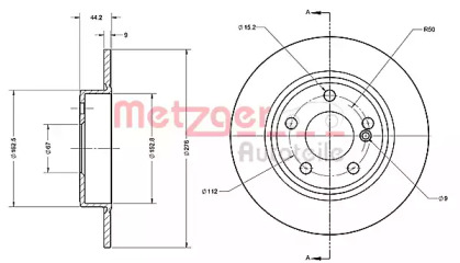 Тормозной диск METZGER 6110720