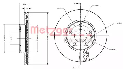 Тормозной диск METZGER 6110721