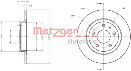 Тормозной диск METZGER 6110740